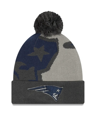 Shop New Era Men's Graphite New England Patriots Logo Whiz Redux Cuffed Knit Hat