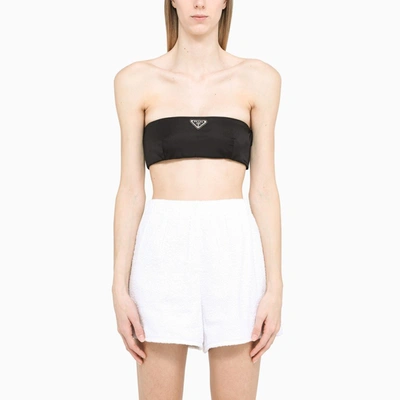 Shop Prada Black Bandeau Top In Re-nylon