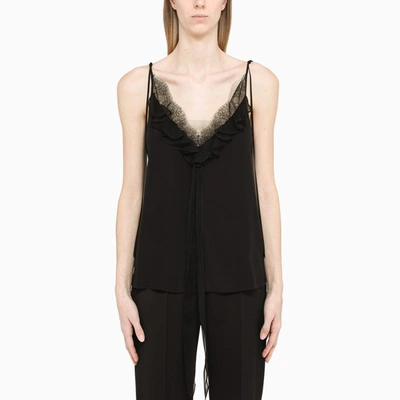 Shop Alexander Mcqueen | Black Tank Top With Lace And Ruffles