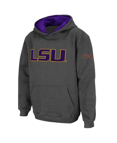 Stadium Athletic Youth Boys Charcoal Lsu Tigers Big Logo Pullover Hoodie In Charcoal