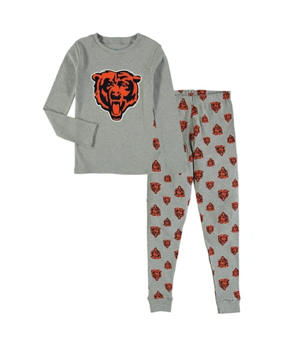 Shop Outerstuff Big Boys Heathered Gray Chicago Bears Long Sleeve T-shirt And Pants Sleep Set