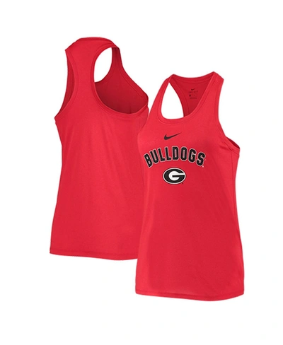 Shop Nike Women's Red Georgia Bulldogs Arch And Logo Classic Performance Tank Top