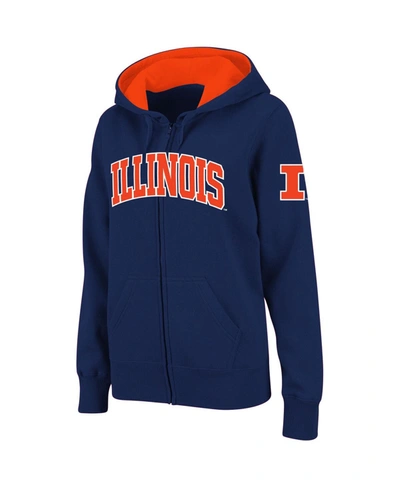 Shop Colosseum Women's Stadium Athletic Navy Illinois Fighting Illini Arched Name Full-zip Hoodie