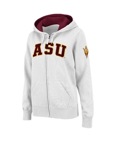 Colosseum Women's Stadium Athletic Arizona State Sun Devils Arched Name Full-zip Hoodie In White