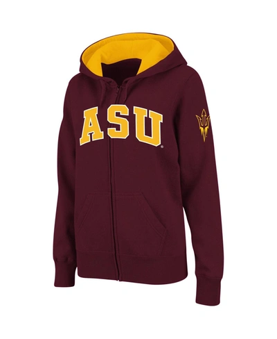 Shop Colosseum Women's Stadium Athletic Maroon Arizona State Sun Devils Arched Name Full-zip Hoodie