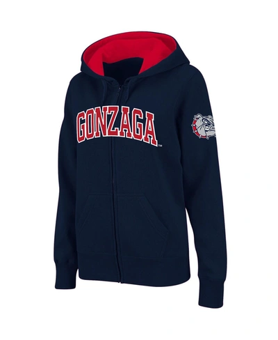 Colosseum Women's Stadium Athletic Navy Gonzaga Bulldogs Arched Name Full-zip Hoodie In Navy