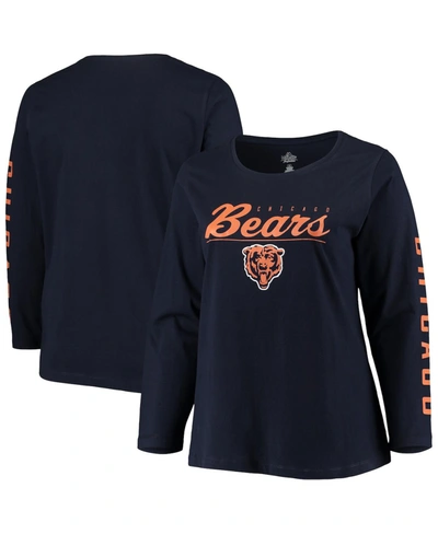 Shop Majestic Women's Navy Chicago Bears Plus Size Team Logo Long Sleeve T-shirt