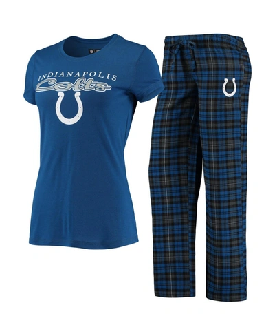 Shop Concepts Sport Women's Royal, Black Indianapolis Colts Logo T-shirt And Pants Set In Royal/black