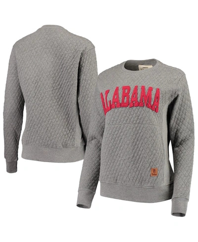 Pressbox Women's Heathered Gray Alabama Crimson Tide Moose Applique Quilted Crewneck Sweatshirt In Heathered Gray
