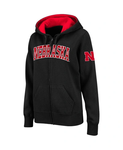 Colosseum Women's Stadium Athletic Black Nebraska Huskers Arched Name Full-zip Hoodie In Black