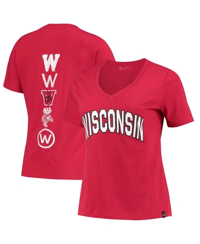Shop Under Armour Women's Red Wisconsin Badgers Spine Print V-neck T-shirt