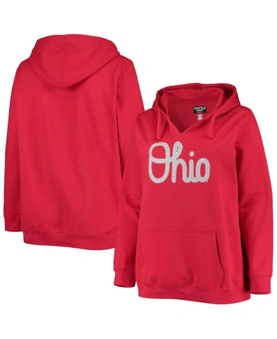Shop Profile Women's Scarlet Ohio State Buckeyes Plus Size Notch Neck Team Pullover Hoodie