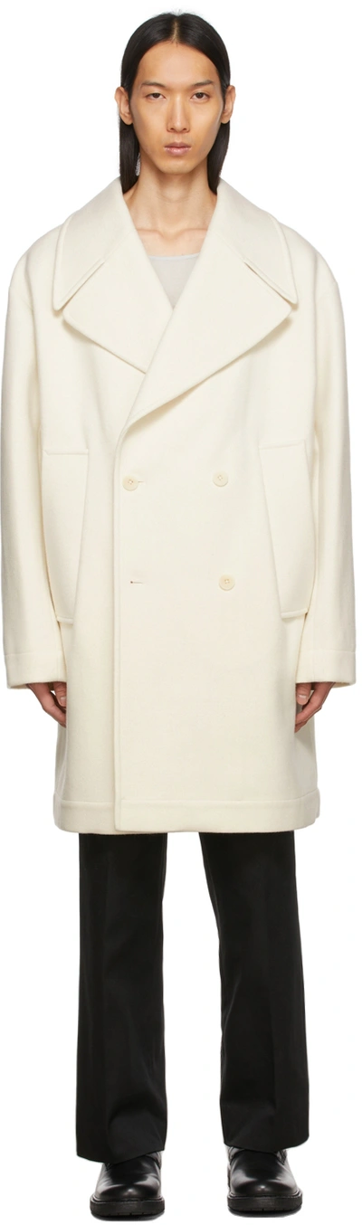 Shop Haider Ackermann Off-white Wool Coat In Ivory