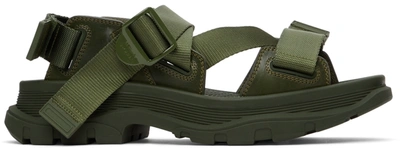 Shop Alexander Mcqueen Khaki Tread Sandals In 3230 Khaki 213/khaki
