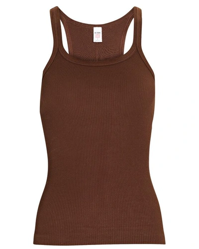 Shop Re/done Rib Knit Tank Top In Brown