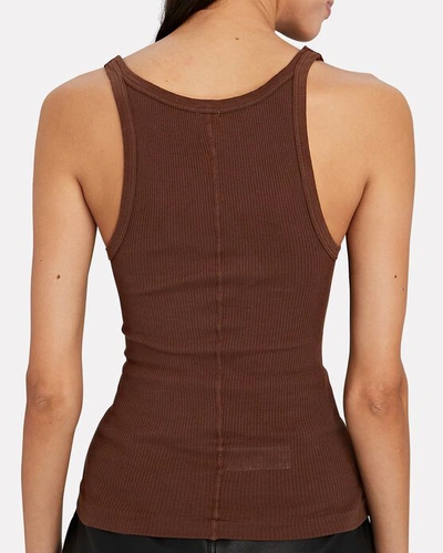 Shop Re/done Rib Knit Tank Top In Brown