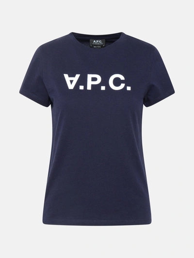 Shop Apc T-shirt Vpc Maxi Logo Blu In Navy