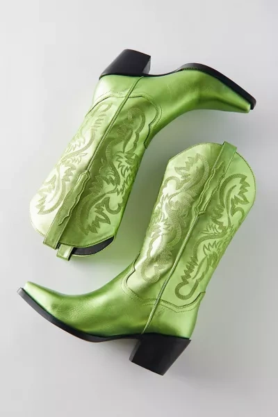 Shop Jeffrey Campbell Dagget Cowboy Heeled Boot In Metallic Green, Women's At Urban Outfitters