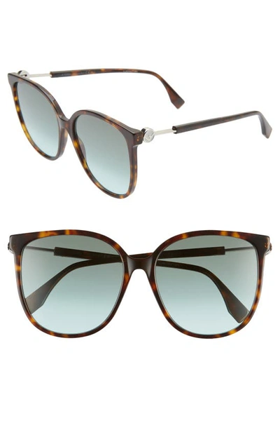 Shop Fendi 58mm Cat Eye Sunglasses In Dkhavana/ Green Aqua