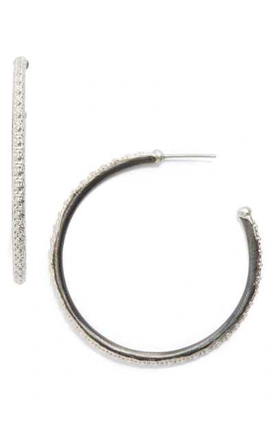 Shop Armenta Old World Midnight Hoop Earrings In Silver