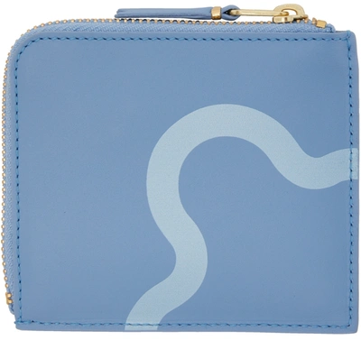Shop Comme Des Garçons Blue Ruby Eyes Half-zip Wallet In 1 Blue