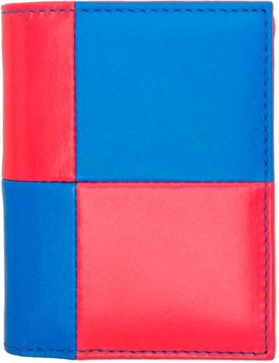 Shop Comme Des Garçons Pink & Blue Fluo Squares Card Holder In Pink Blue