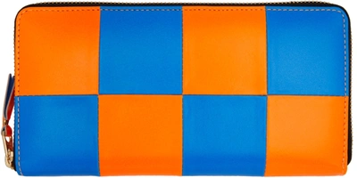 Shop Comme Des Garçons Blue & Orange Super Fluo Continental Wallet In Light Orang