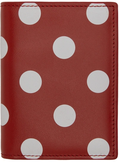 Shop Comme Des Garçons Red & White Dots Leather Wallet In 2 Red