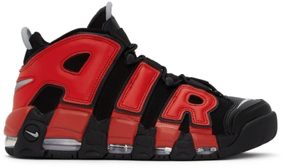 Shop Nike Black Air More Uptempo '96 Sneakers In Black/university Red