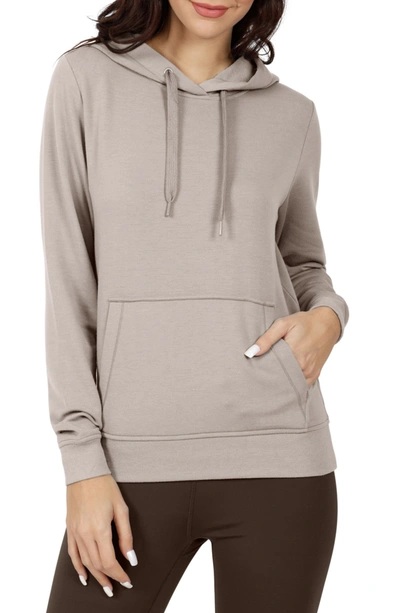 Shop 90 Degree By Reflex Terry Brushed Pullover Hoodie In Satellite