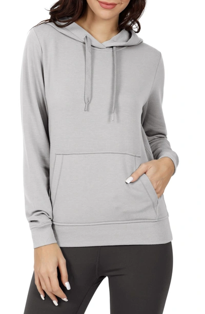 Shop 90 Degree By Reflex Terry Brushed Pullover Hoodie In Gull