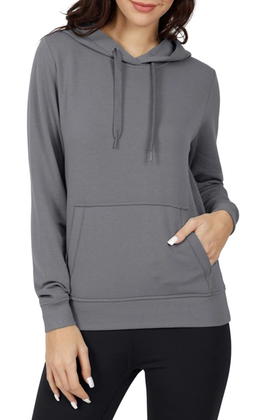 Shop 90 Degree By Reflex Terry Brushed Pullover Hoodie In Stormy Weather
