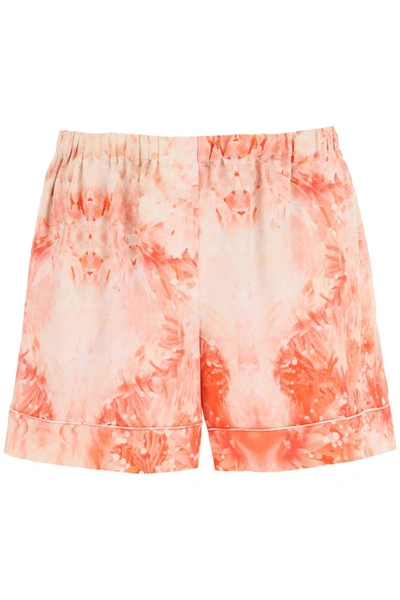 Shop Alexander Mcqueen Coral Silk Shorts In Mixed Colours