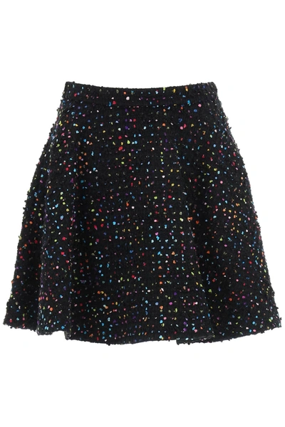 Shop Valentino Tweed Pois Mini Skirt In Black