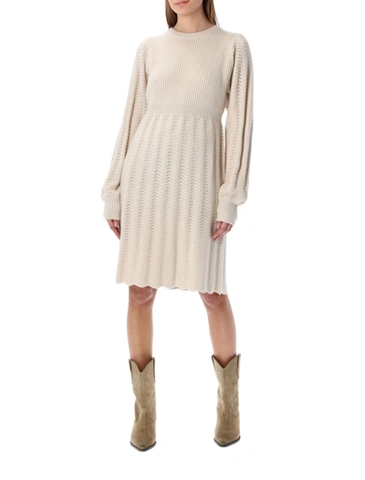 Shop See By Chloé Texture Blend Knit Mini Dress In Milk