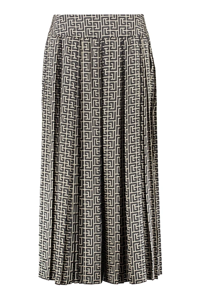 Shop Balmain Printed Trouser Skirt In Ivory