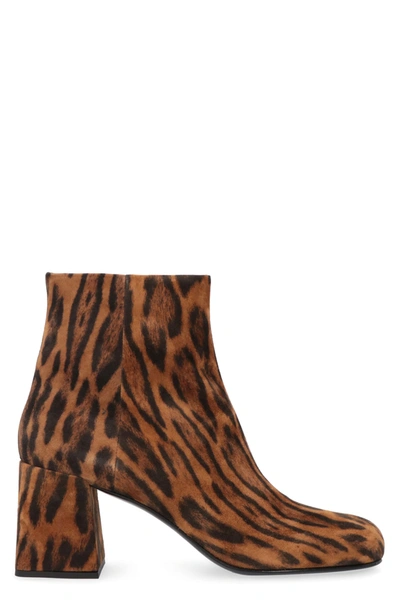 Shop Miu Miu Suede Ankle Boots In Animalier