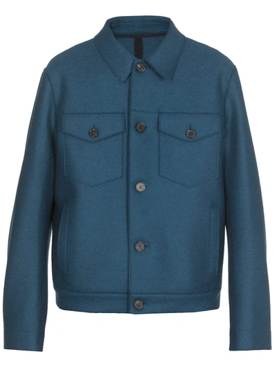 Shop Harris Wharf London Virgin Wool Coat In Prussian Blue