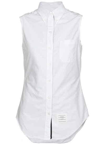 Shop Thom Browne Sleeveless Shirt In White