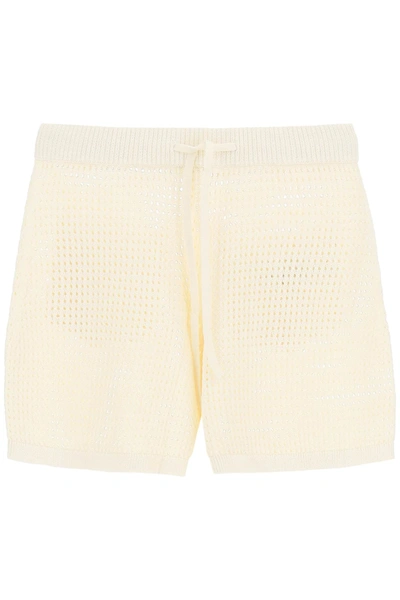 Shop Nanushka Jael Crochet Shorts In Creme (beige)