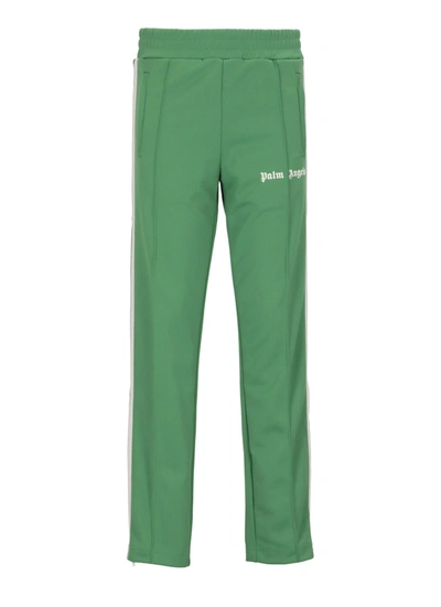 Shop Palm Angels Logo Track Pant In Green Whit