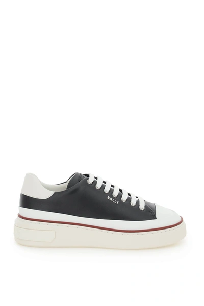 Shop Bally Maily Leather Sneakers In Black White (black)