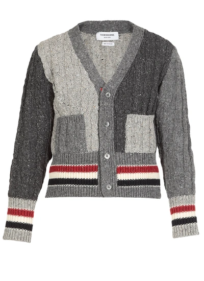 Shop Thom Browne Wool And Mohair Knitted Cardigan In Tonal Grey