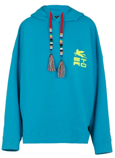 Shop Etro Cotton Hoodie With Logo In Light Blue