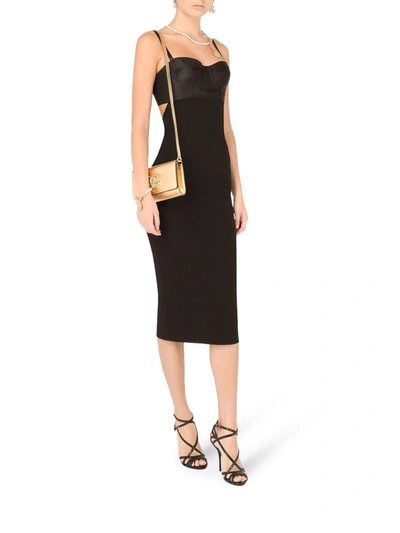 Shop Dolce & Gabbana Cut-out Bustier Midi Dress In Black