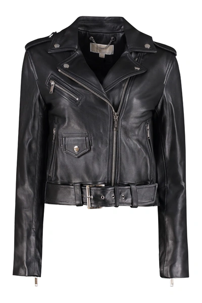 Shop Michael Michael Kors Lambskin Jacket In Black