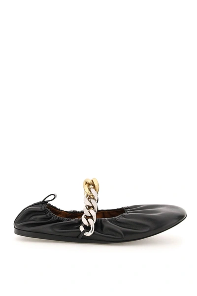 Shop Stella Mccartney Falabella Chain Ballet Flats In Black (black)