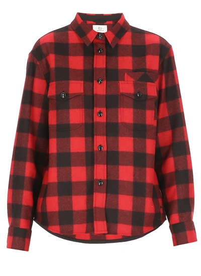 Shop Woolrich Wool Blend Patchwork Shirt In Red Buffalo