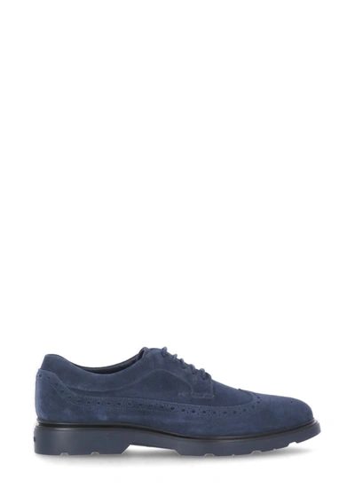 Shop Hogan Suede Leather Route In Blu Tuareg