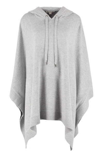 Shop Michael Michael Kors Hooded Wool Poncho In Grey